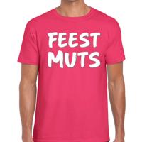 Feestmuts tekst t-shirt - roze - heren - Foute party kleding - korte mouwen