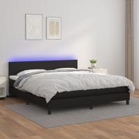 Boxspring met matras en LED kunstleer zwart 160x200 cm