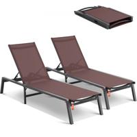 VEVOR ligstoel strandligstoel ligstoel relaxligstoel 2 stuks 182x60x88cm