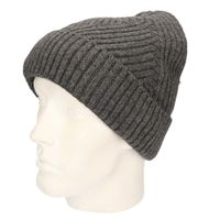 Grijze gebreide beanie muts voor volwassenen One size  -