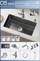 Luxe Waterval Keukenspoelbak - Zwart RVS | Enkelbak | Onderbouw | Inclusief Kraan & Zeepdispenser