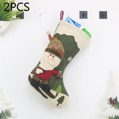 2 stuks CX20227 Santa Claus patroon kerst sok Gift Bag kerstboom hanger decoratie