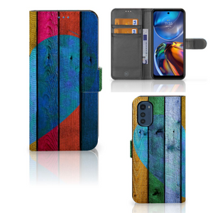 Motorola Moto E32 | Moto E32s Book Style Case Wood Heart - Cadeau voor je Vriend