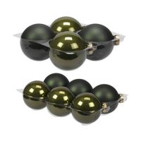 20x stuks glazen kerstballen donker olijf 8 en 10 cm mat/glans - Kerstbal - thumbnail
