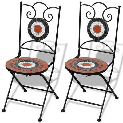 Bistrostoelen inklapbaar 2 st keramiek terracottakleurig en wit