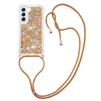 Lunso - Samsung Galaxy S23 Plus - Telefoonhoes met koord - Glitter Goud Lunso - Samsung Galaxy S23 Plus - Telefoonhoes met koord - Glitter Goud
