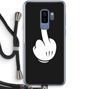 Middle finger black: Samsung Galaxy S9 Plus Transparant Hoesje met koord