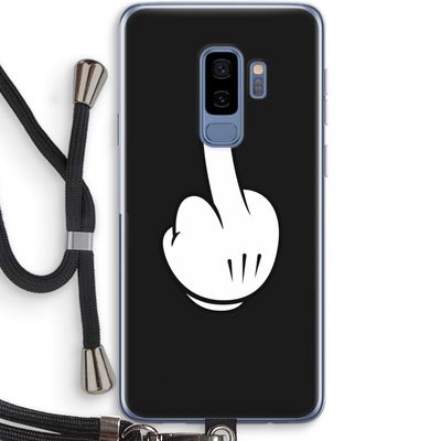 Middle finger black: Samsung Galaxy S9 Plus Transparant Hoesje met koord