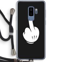 Middle finger black: Samsung Galaxy S9 Plus Transparant Hoesje met koord