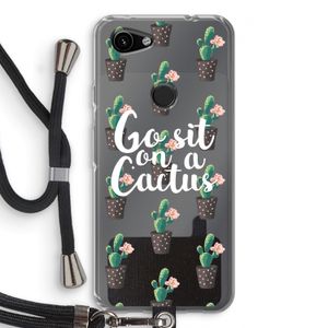 Cactus quote: Pixel 3a Transparant Hoesje met koord