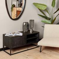 Tv meubel Denver Black 100 cm | Mangohout en staal STF-8711 - thumbnail