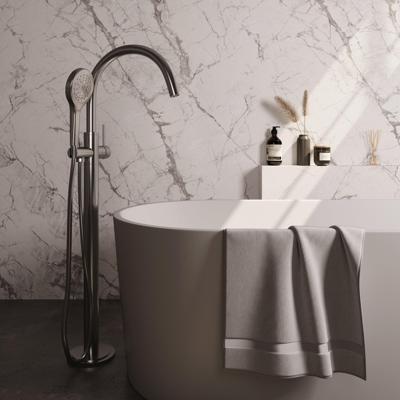 BRAUER Stripe Vrijstaande Badmengkraan - SET 02 - 3-standen handdouche - doucheslang - RVS-kleurig geborsteld PVD 5-NG-338