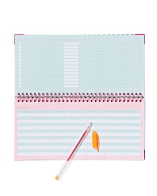 HEMA Weekplanner 27x14cm groen-roze