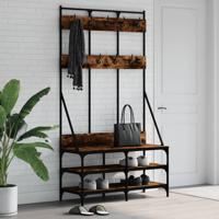 VidaXL Kledingrek met schoenenrek 100x40x184 cm gerookt eikenkleurig