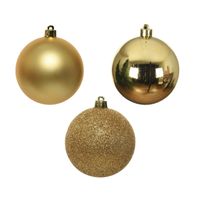 7x stuks kunststof/plastic kerstballen goud 8 cm mix