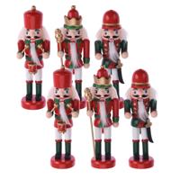 Notenkrakers kersthangers - 6x - rood/groen - 12 cm - poppetjes/soldaten - kerstversiering