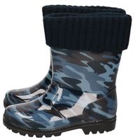 Blauwe kleuter/kinder regenlaarzen camouflage/leger print 31  -