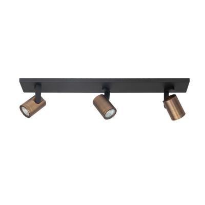 Highlight OpbouwspotHalo Spot zwart met koper brons 3-lichts recht - S7149.32