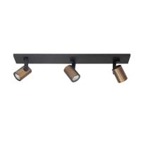 Highlight OpbouwspotHalo Spot zwart met koper brons 3-lichts recht - S7149.32