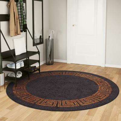 VidaXL Vloerkleed wasbaar anti-slip ø 200 cm zwart en goudkleurig