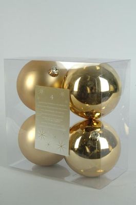 4 kerstballen licht goud 100 mm - Ksd
