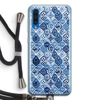 Blauw motief: Samsung Galaxy A50 Transparant Hoesje met koord