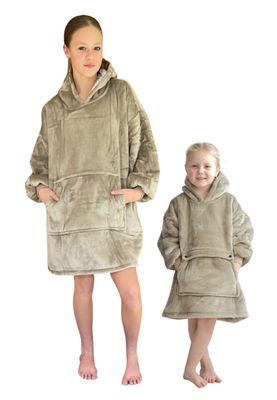 Fleece deken met mouwen & capuchon - kind - beige