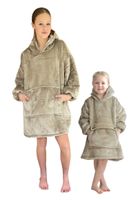 Fleece deken met mouwen & capuchon - kind - beige - thumbnail