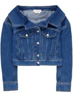 Alexander McQueen cropped denim jacket - Bleu - thumbnail