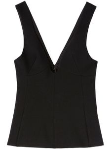 Jil Sander haut crop en laine à col plongeant - Noir