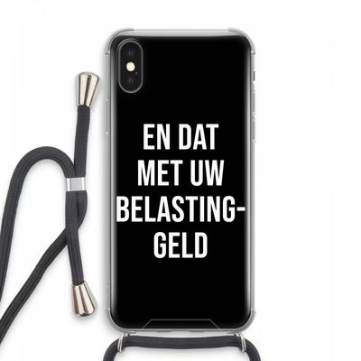 Belastinggeld - Zwart: iPhone XS Max Transparant Hoesje met koord