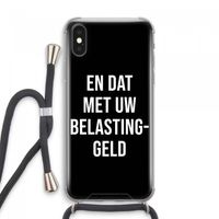 Belastinggeld - Zwart: iPhone XS Max Transparant Hoesje met koord