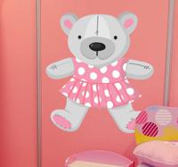 Sticker kind teddybeer roze jurkje