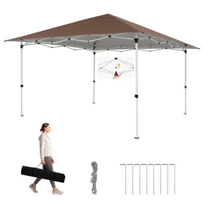 Tuintent van 3,5 x 3,5 m in Hoogte Verstelbare Pop-up Tent met 4 Windlijnen en 8 Haringen Opvouwbare Tent met Draagtas