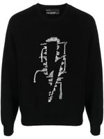 Neil Barrett pull en maille torsadée à motif brodé - Noir