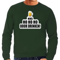 Grote maten niks ho ho ho bier doordrinken foute Kerst sweater / trui groen voor heren - thumbnail