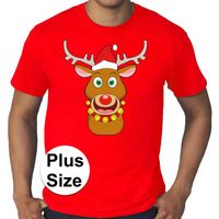 Grote maten fout Kerst shirt Rudolf het rendier rood heren - thumbnail