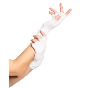Verkleed handschoenen vingerloos - wit - one size - voor volwassenen   -