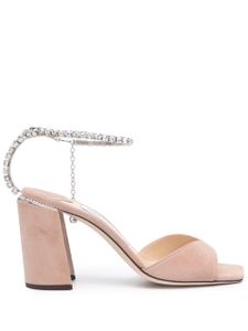 Jimmy Choo Saeda 85mm suede sandals - Tons neutres