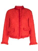 SHIATZY CHEN tweed frayed-trim jacket - Rouge