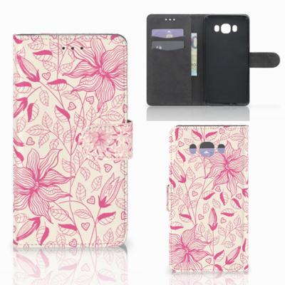 Samsung Galaxy J7 2016 Hoesje Pink Flowers | Portemonnee hoesje