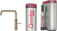 Quooker Fusion Square messing patina met COMBI+ boiler en CUBE reservoir 5-in-1 kokend water kraan