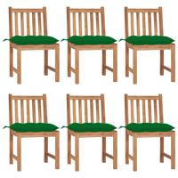 Tuinstoelen 6 st met kussens massief teakhout