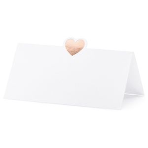 Naamkaartjes/plaatskaartjes Lief - Bruiloft - rosegoud/wit - 10x stuks - 10 x 5 cm