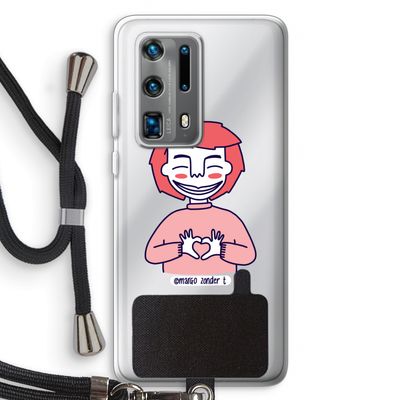 Hartje: Huawei P40 Pro Plus Transparant Hoesje met koord