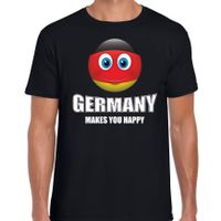 Germany makes you happy landen t-shirt Duitsland zwart voor heren met emoticon