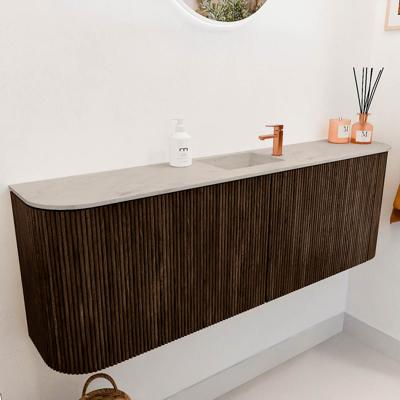 Toiletmeubel Mondiaz Joya Dlux | 123.2 cm | Meubelkleur Walnut | Faye wastafel Opalo Wasbak Midden | 1 kraangat
