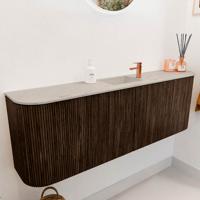 Toiletmeubel Mondiaz Joya Dlux | 123.2 cm | Meubelkleur Walnut | Faye wastafel Opalo Wasbak Midden | 1 kraangat
