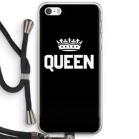 Queen zwart: iPhone 5 / 5S / SE Transparant Hoesje met koord