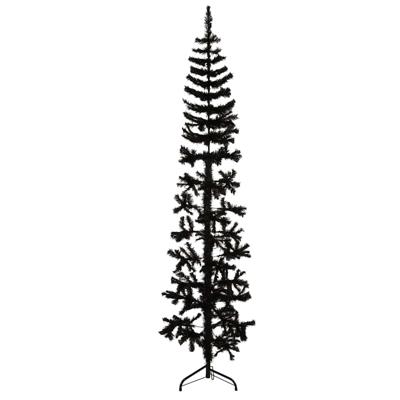VidaXL Kunstkerstboom half met standaard smal 210 cm zwart